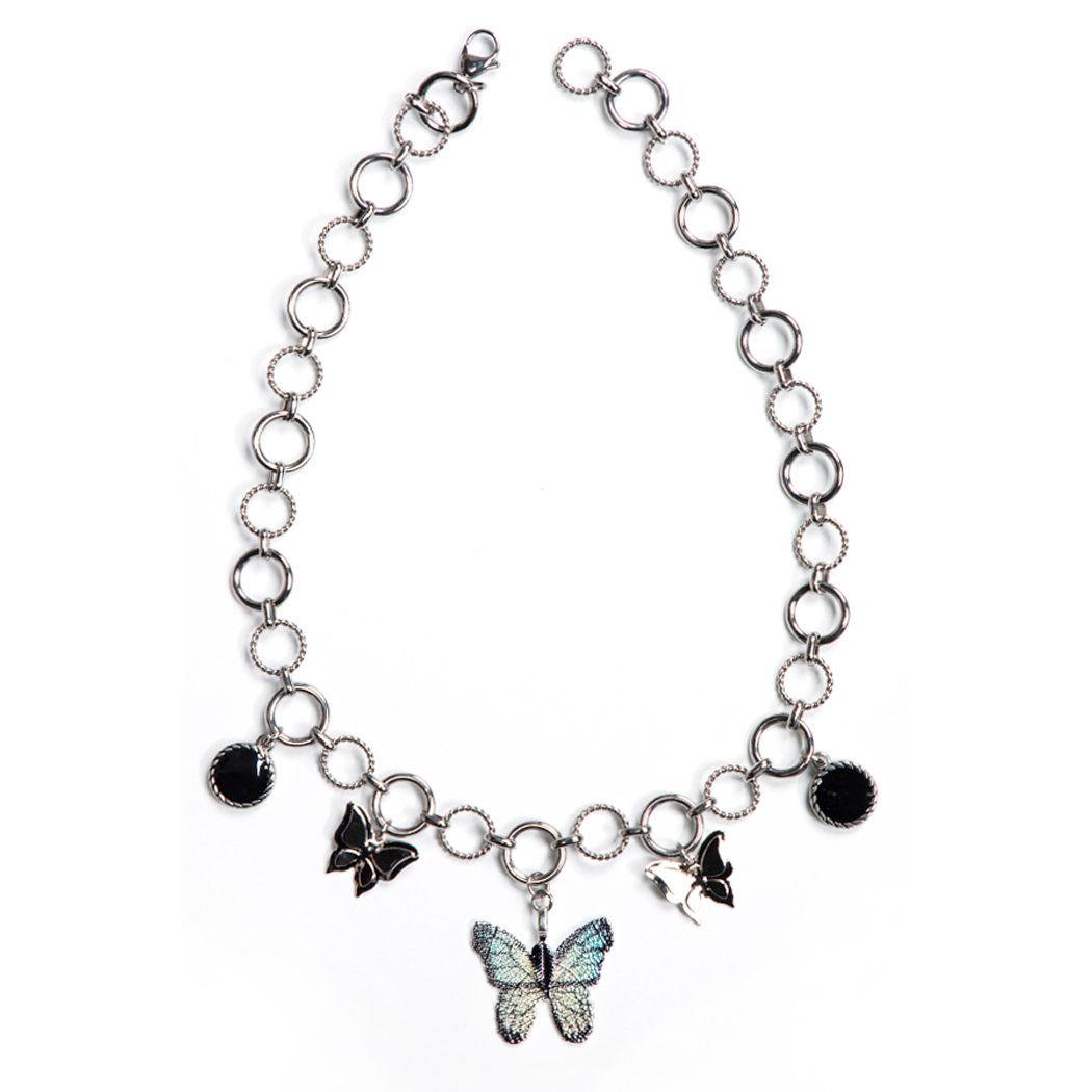 ★BLACKPURPLE★送料込★韓国★5P Signature butterfly necklace ☆BLACKPURPLE☆送料込☆韓国☆5P Signature butterfly necklace