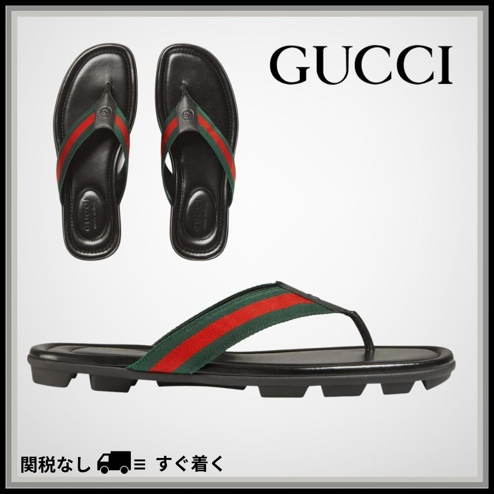 すぐつく】グッチ ウェブ＆レザー トング サンダル (GUCCI/サンダル