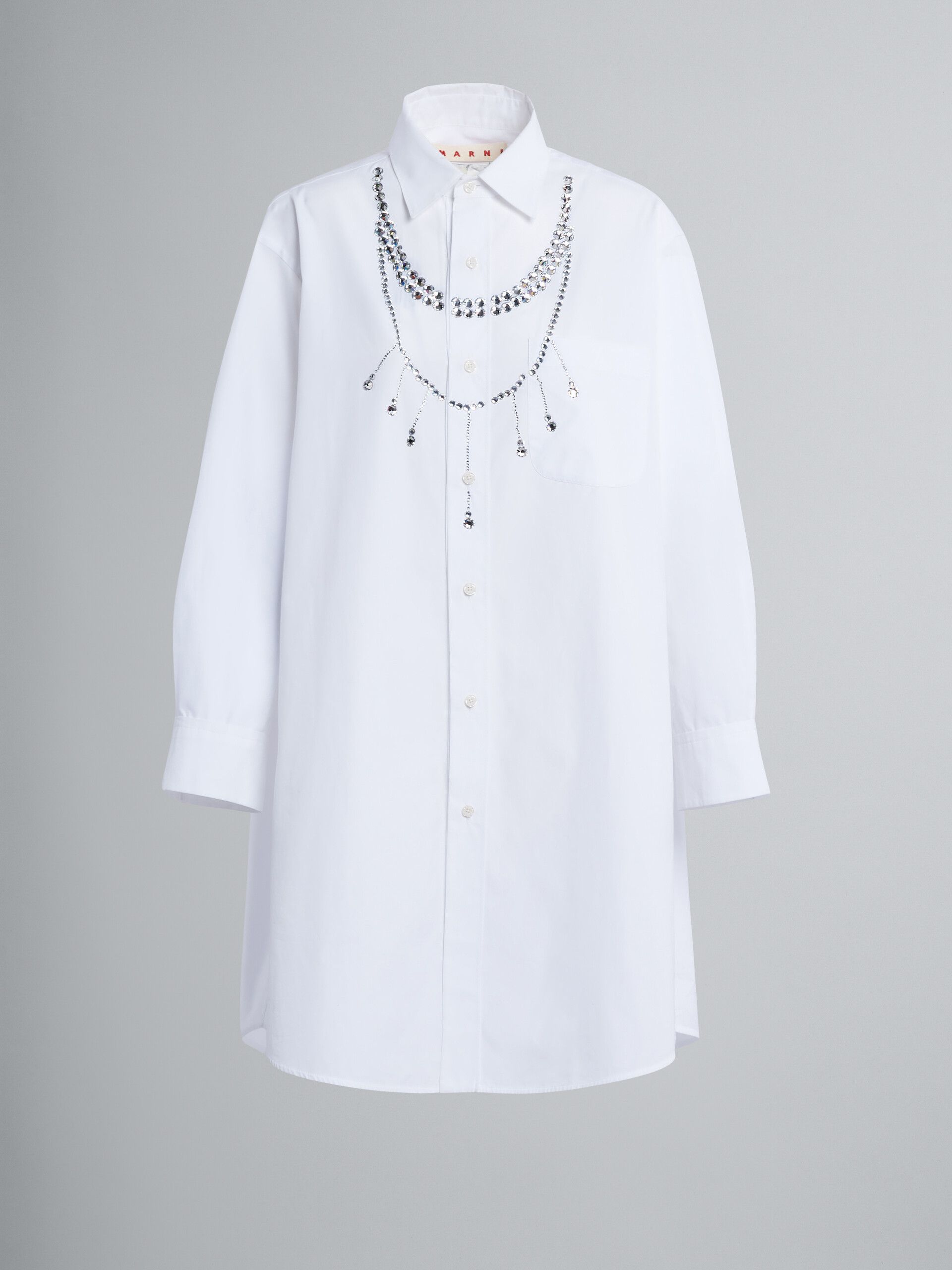 ☆MARNI☆マルニ ラインストーンアップリケ 白シャツ (MARNI/ブラウス ☆MARNI☆マルニ ラインストーンアップリケ 白シャツ (MARNI/ブラウス