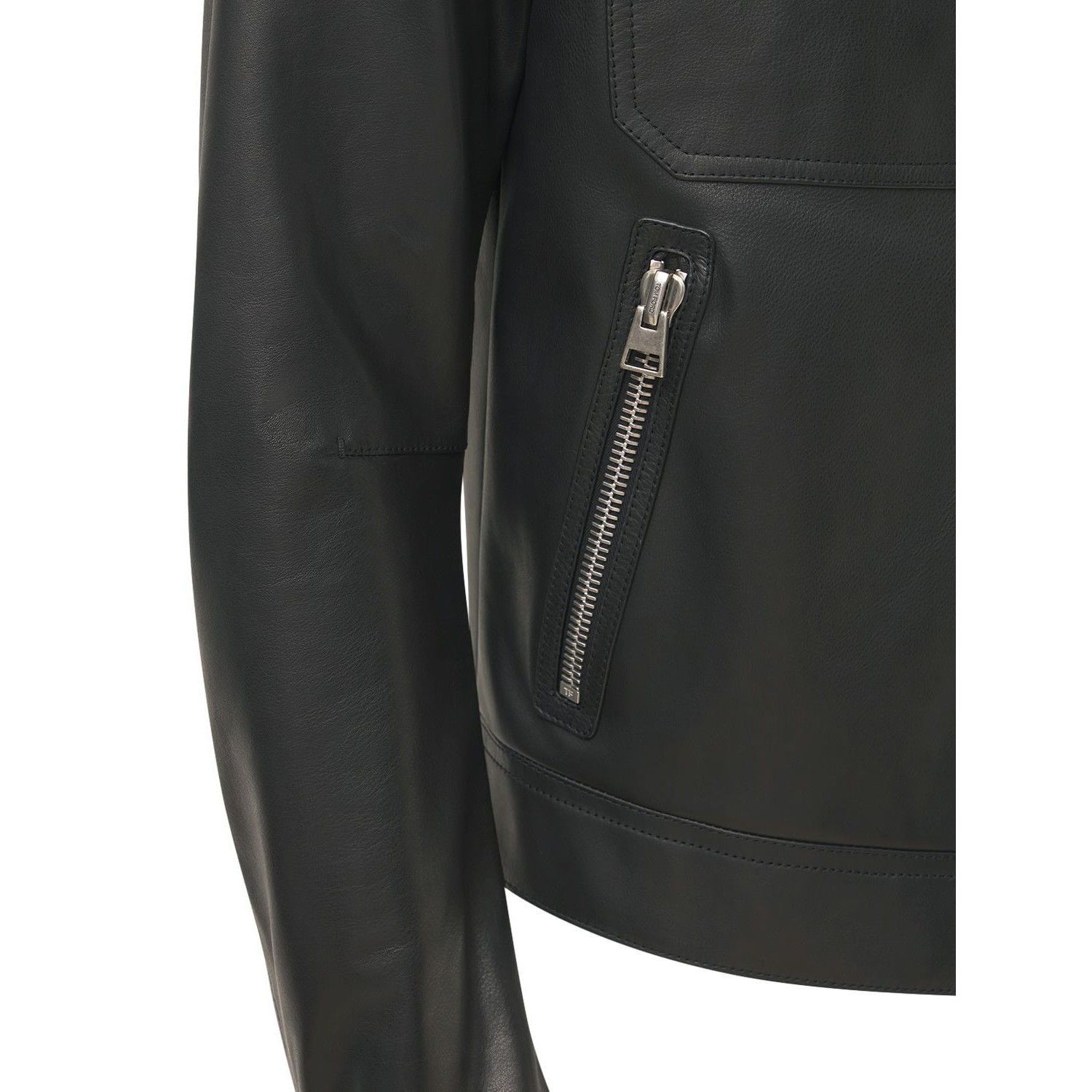 TOM FORD シャツカラー ジップ レザージャケット ブラック (TOM FORD TOM FORD シャツカラー ジップ レザージャケット ブラック (TOM FORD