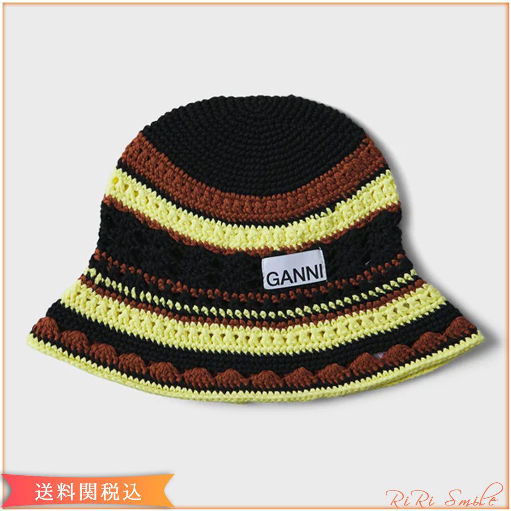 GANNI ロゴ クロシェ コットン バケット ハット (Ganni/ハット ...
