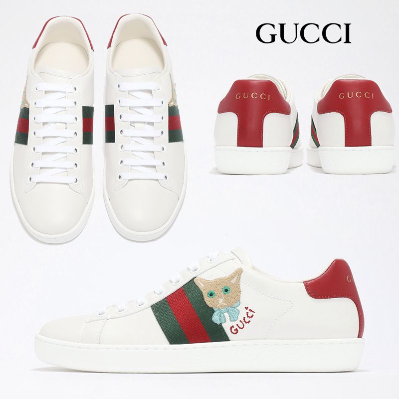 関税負担なし☆GUCCI グッチ 〔エース〕ネコ レザー スニーカー (GUCCI 本命ギフト ☆GUCCI レザー シューズ 靴 キッズ 子供 グッチ☆ その他