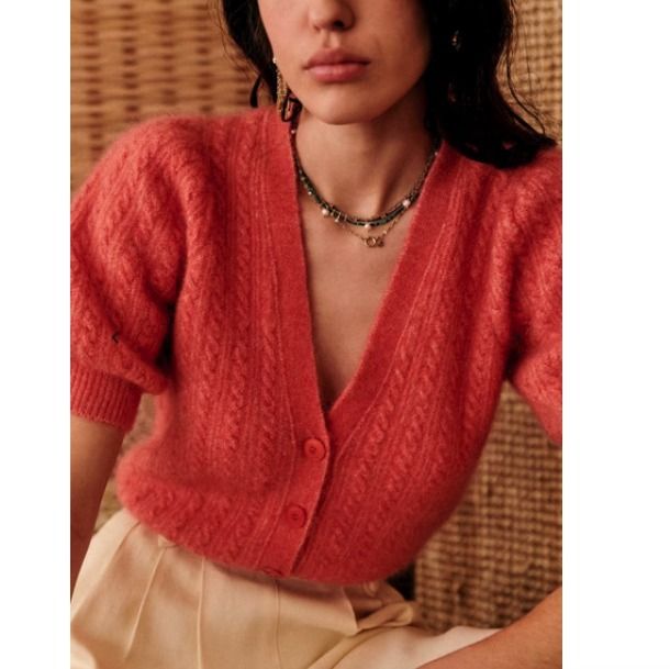 仏発】セザンヌ パフスリーブ Vネック カーディガン (SEZANE 仏発】セザンヌ パフスリーブ Vネック カーディガン (SEZANE