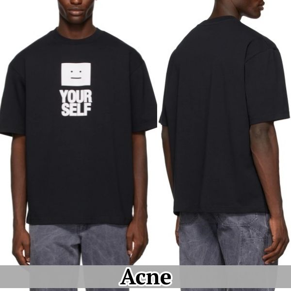 ☆Acne☆ ブラック Yourself Tシャツ【送料込】 (Acne Studios/Tシャツ 取扱 アクネストゥディオスTシャツ! Tシャツ/カットソー(半袖/袖なし)