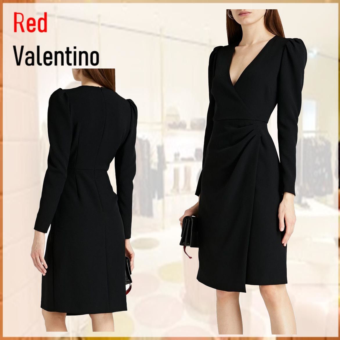 国内発送☆RED VALENTINO ラップ風 ドレープ クレープワンピース (RED 国内発送☆RED VALENTINO ラップ風 ドレープ クレープワンピース (RED
