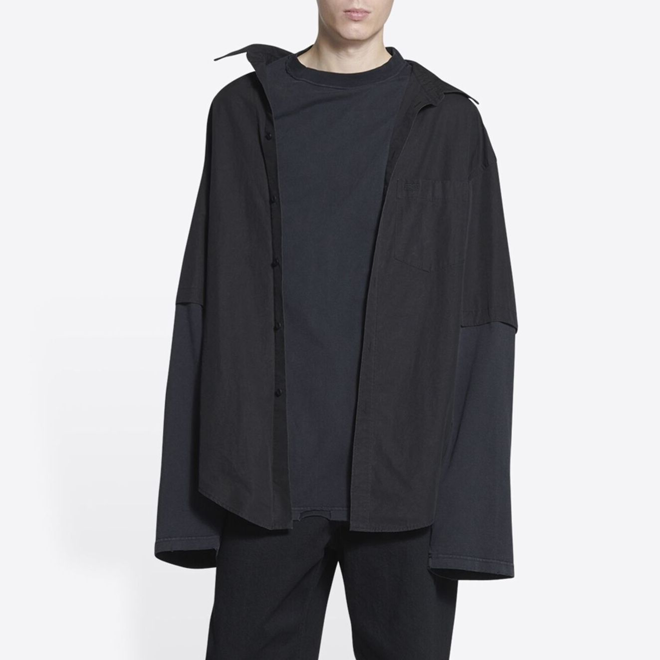 BALENCIAGA*メンインブラックアイコントロンプルイユBBシャツ ...