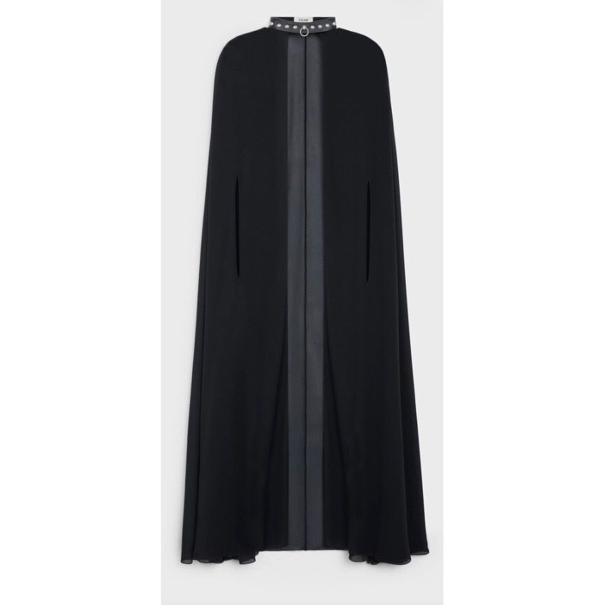シルクジョーゼット レザーチョーカー付き ケープ☆CELINE (CELINE ...