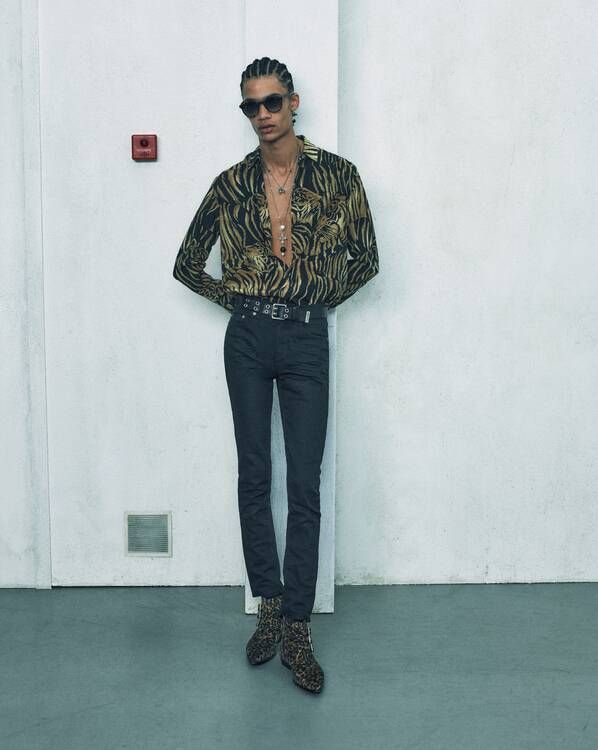 人気商品☆SAINT LAURENT クラシックシャツ/シルク/タイガー柄 (Saint ...