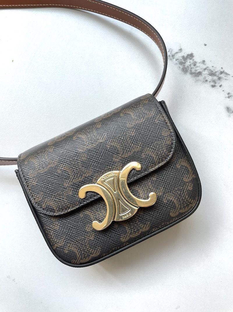CELINE】セリーヌ トリオンフキャンバス ミニショルダーバッグ (CELINE 値段交渉受 ミニバッグ セリーヌ CELINE ハンドバッグ