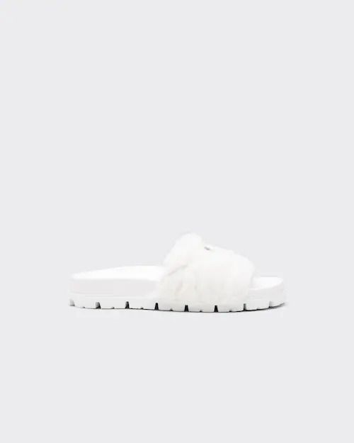 PRADA☆シャーリングスライド ファーサンダル (PRADA/サンダル ...