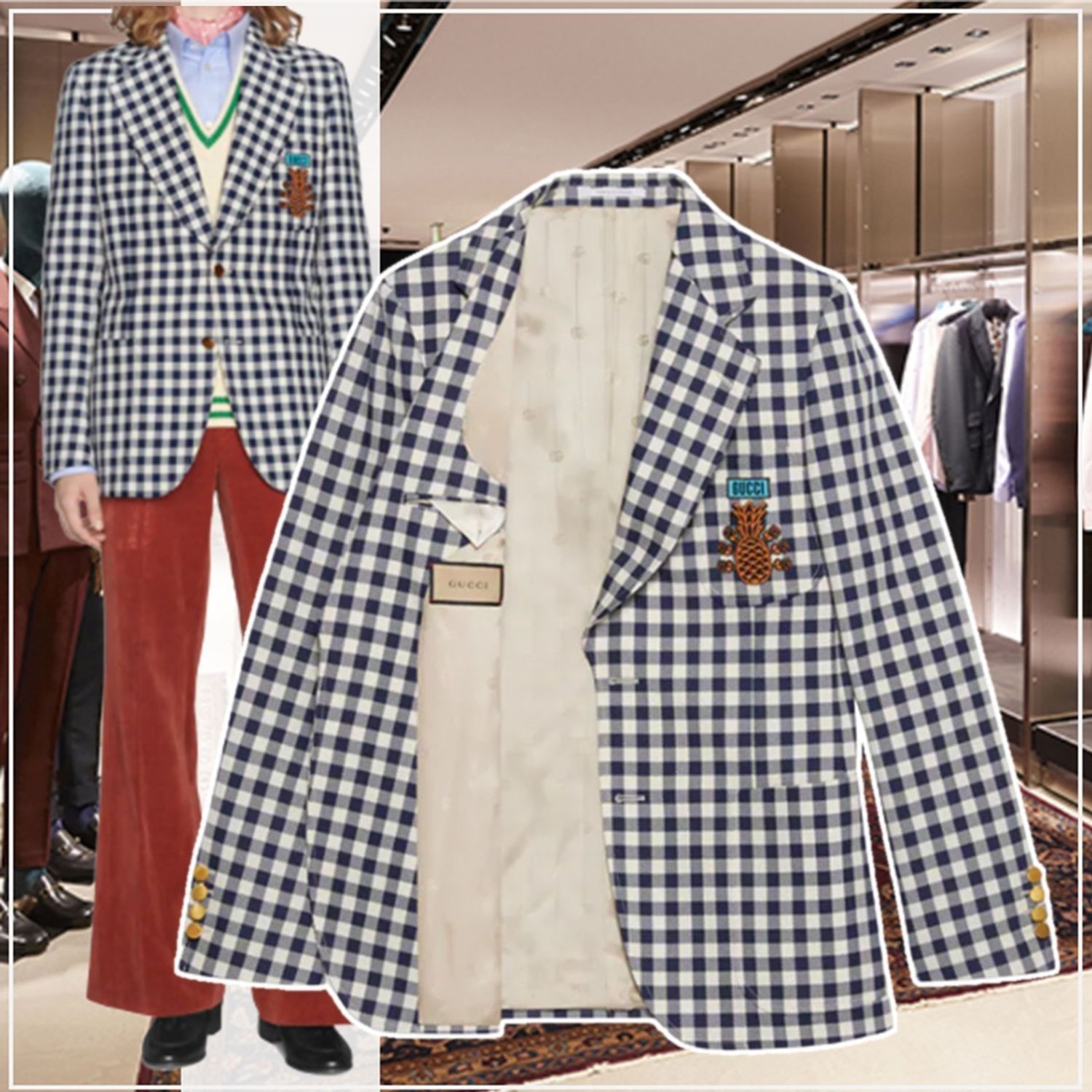 新作 Gucci パイナップル ギンガムチェック ジャケット Gucci ジャケットその他 Zagfv 9505 Buyma