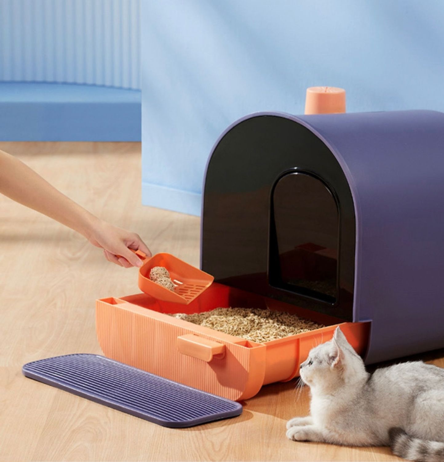 カラフルキャットトイレ ドーム猫トイレ 子猫トレーニングトイレ ケア用品 Buyma