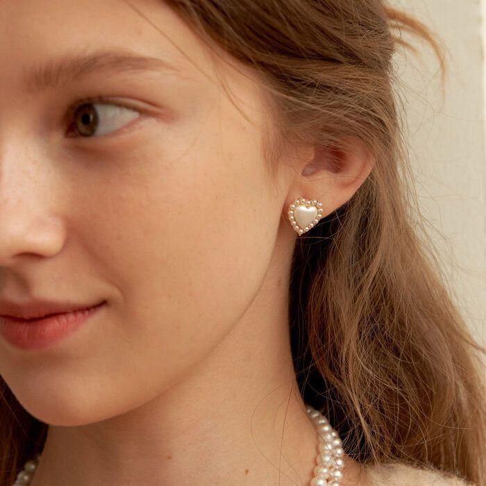 TATIANA] Silver925 Ameli Heart Earring パールハートピアス