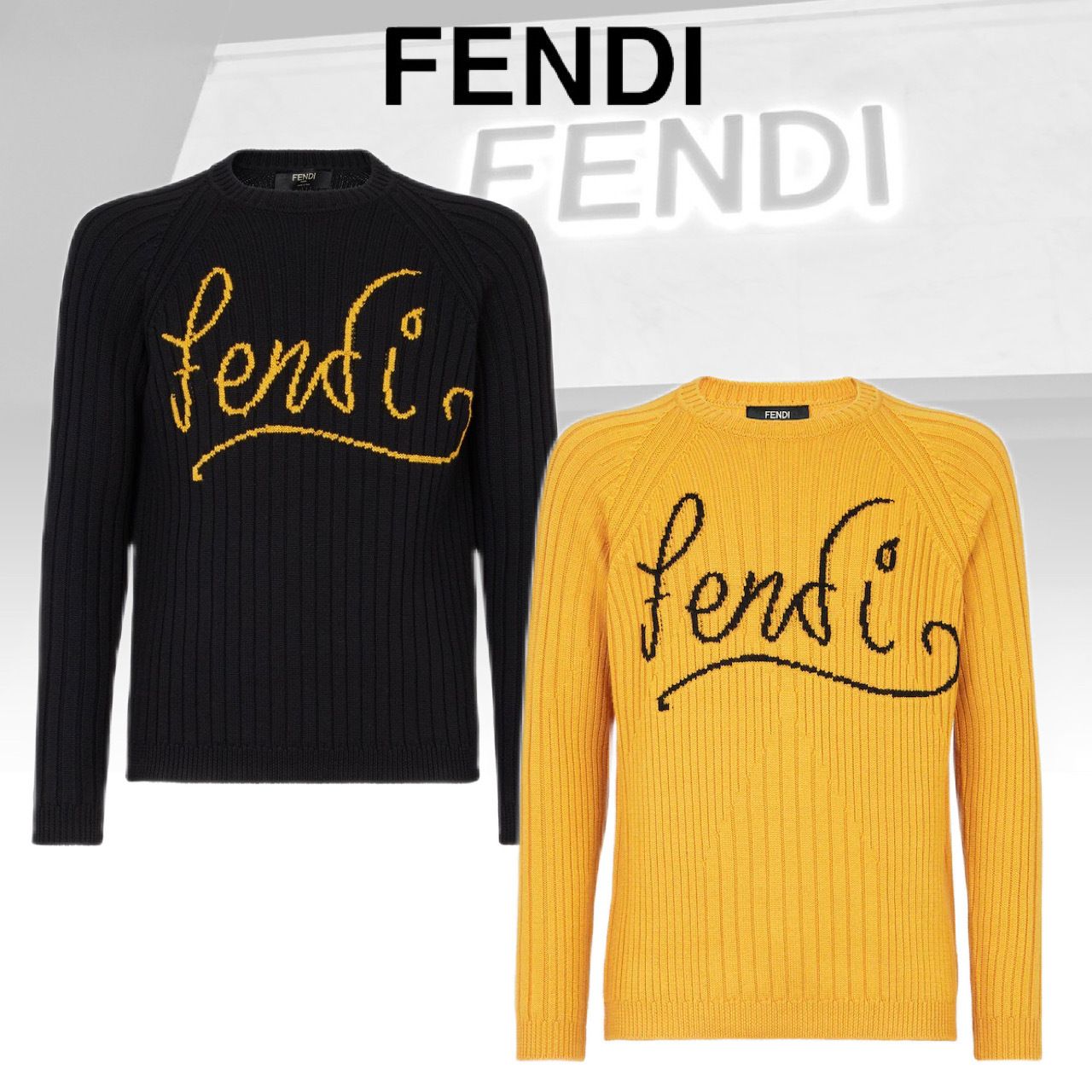 FENDI フェンディ セーター ウール ラウンドネック ロゴ (FENDI/ニット FENDI フェンディ セーター ウール ラウンドネック ロゴ (FENDI/ニット