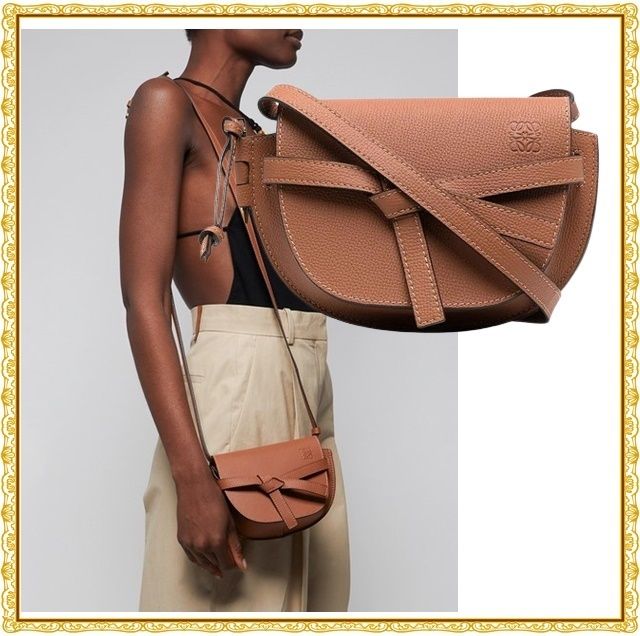 【関税送料込】Loewe Gate Dual Mini Bag, Tan ミニバッグ Mini Gate Dual bag in soft calfskin and jacquard Brown - LOEWE