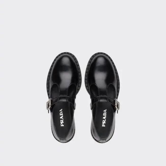 PRADA ブラッシュレザーメアリージェーンTストラップシューズ (PRADA ...