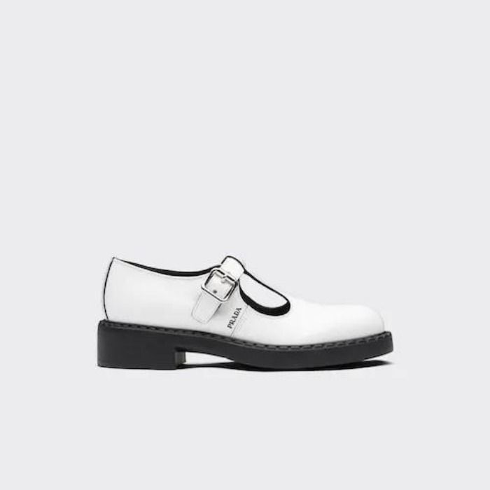 PRADA ブラッシュレザーメアリージェーンTストラップシューズ (PRADA ...