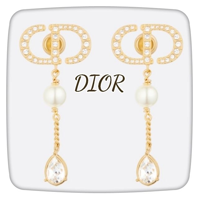 22SS*DIORディオール*Petit CD ピアス パール&クリスタル 直営店 (Dior 価格タイプ Dior ディオール ピアス PETIT CD ピアス(両耳用)