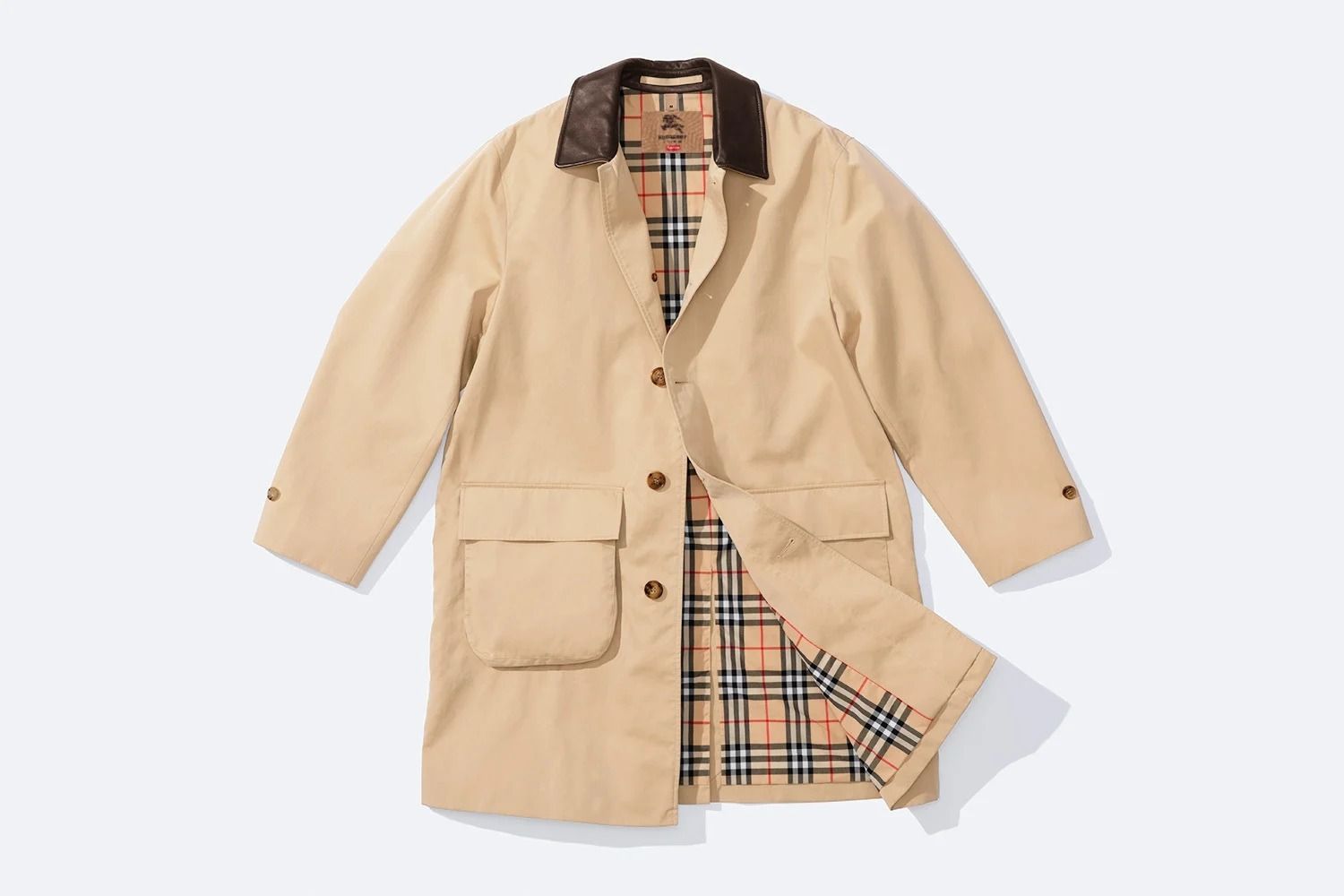 Week3 Supreme Burberry Leather Collar Trench トレンチコート