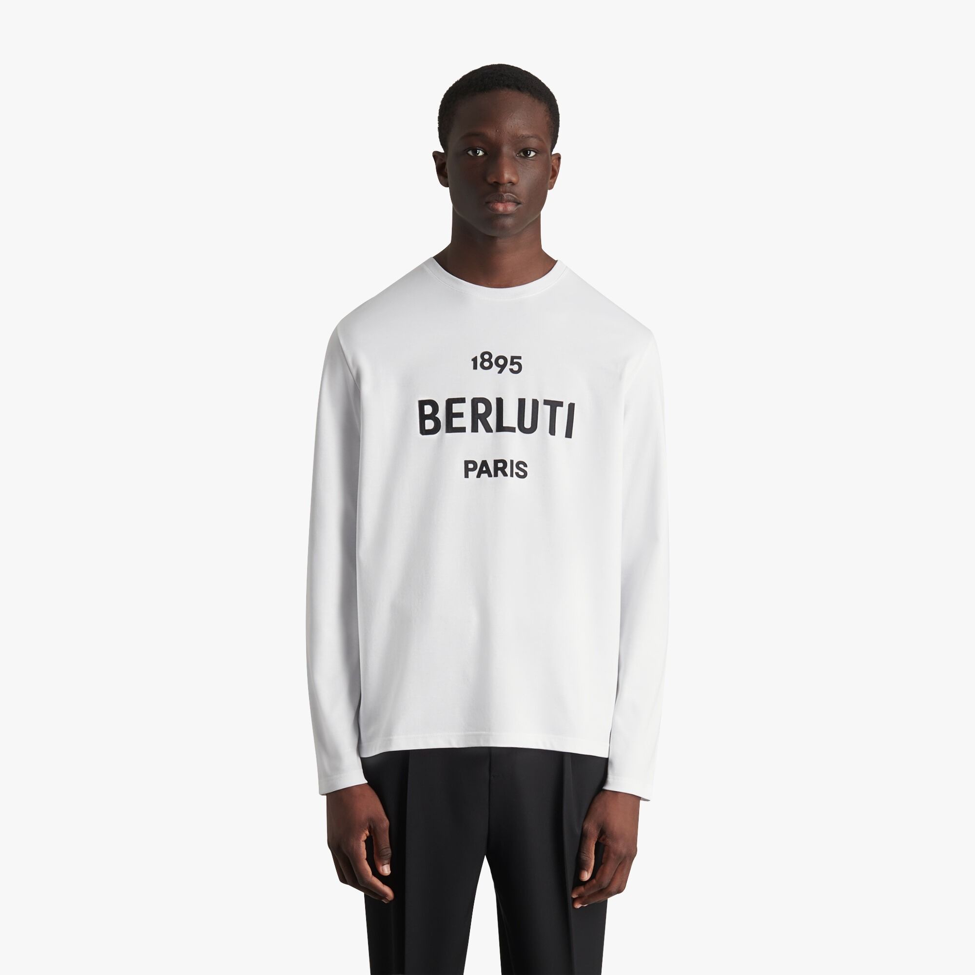 直営店☆大人気【Berluti】刺繍ロゴ付き長袖 コットンTシャツ (Berluti ...