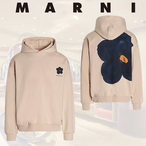 MARNI マルニ 'Flower'パーカー フーディ ベージュ コットン (MARNI MARNI マルニ 'Flower'パーカー フーディ ベージュ コットン (MARNI