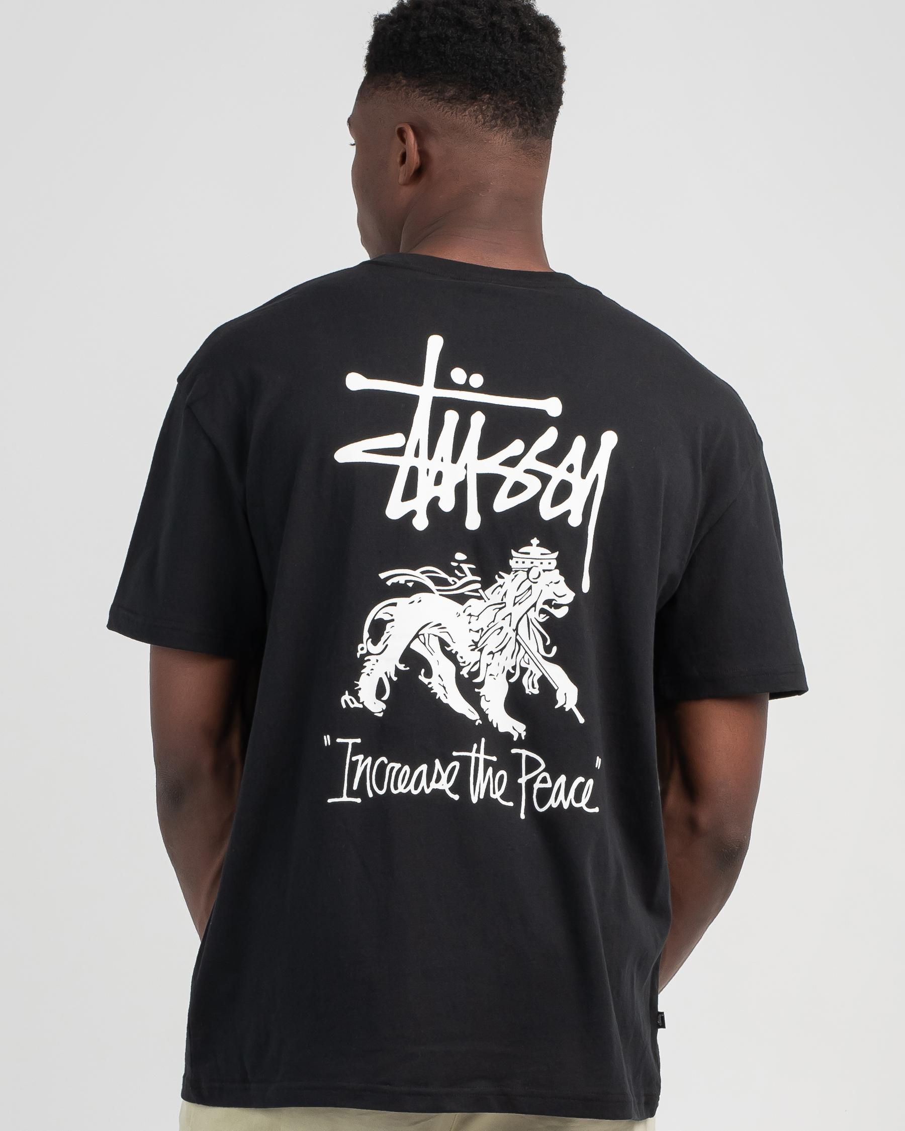 STUSSY ステューシー Increase The Peace 半袖 ロゴ入り Tシャツ STUSSY ステューシー Increase The Peace 半袖 ロゴ入り Tシャツ