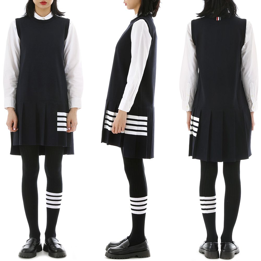 関税補償】THOM BROWNE☆22SS 4LINE プリーツ ワンピース 42 (THOM ...