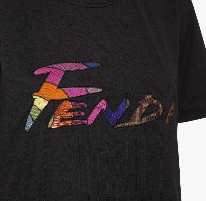 雑誌掲載◇FENDI◇Tシャツ コットン ロゴ スパンコール (FENDI/Tシャツ ...
