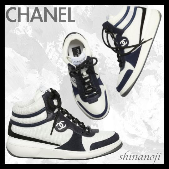CHANEL】スニーカー ファブリック、スエード ハイカット - www