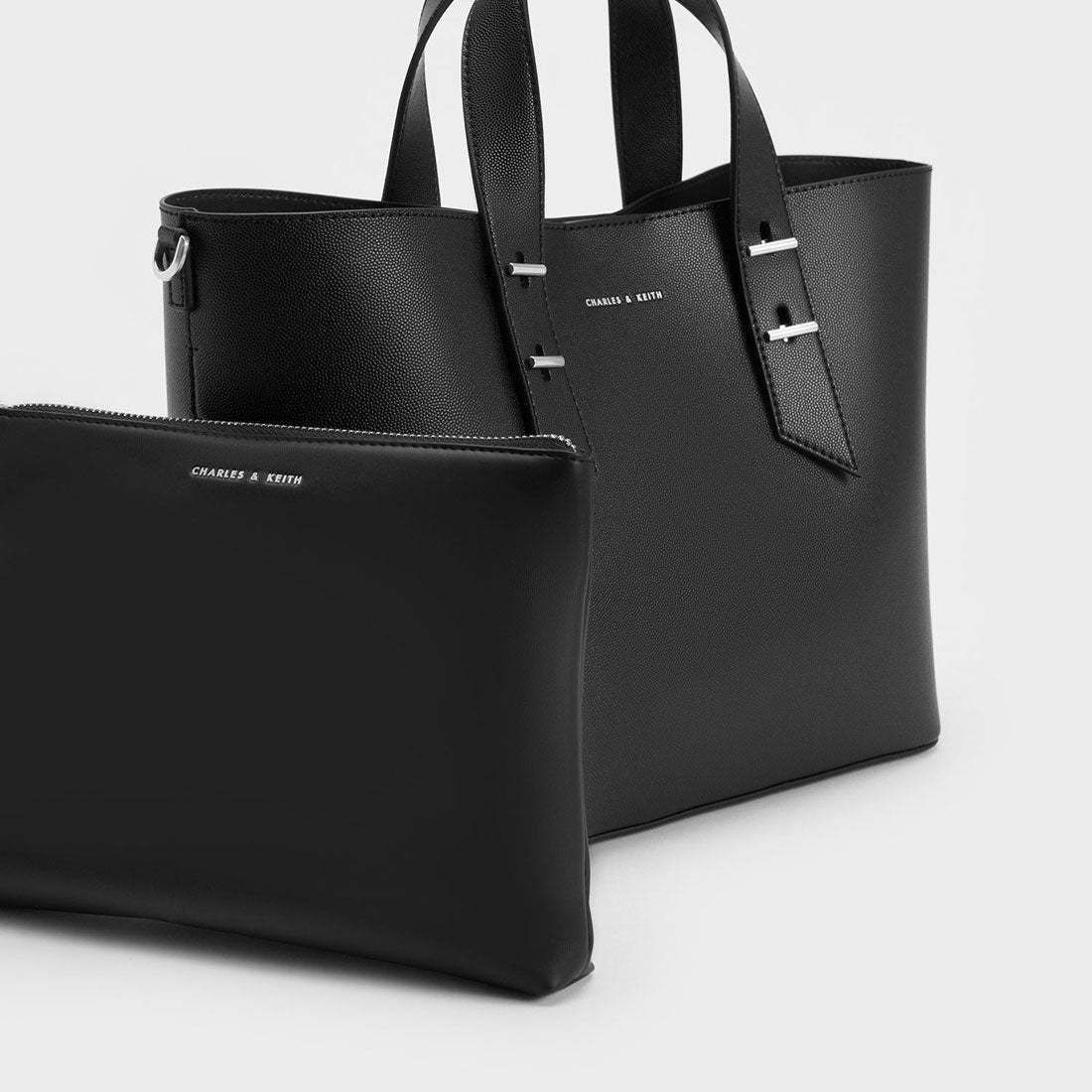 すぐ届く】 CHARLES & KEITH ダブル ハンドルバッグ 大容量