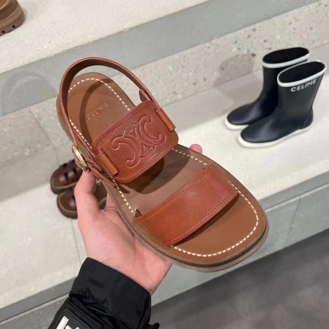 CELINE セリーヌ サンダル ロゴ ブラウン カジュアル (CELINE/サンダル ...