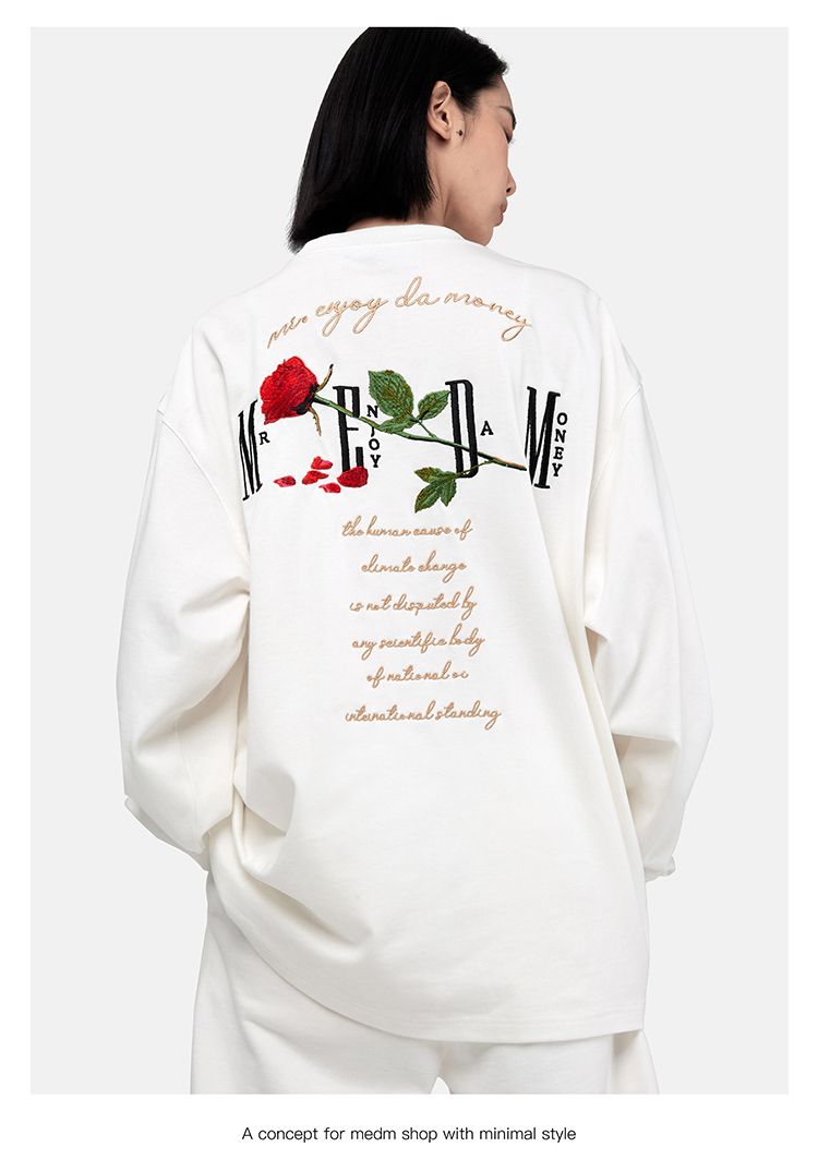 88rising MR. ENJOY DA MONEY 刺繍 長袖 Tシャツ 花柄 ロゴ 人気 MR. ENJOY DA MONEY 長袖Tシャツ 花柄 刺繍 LOGO 88rising愛用