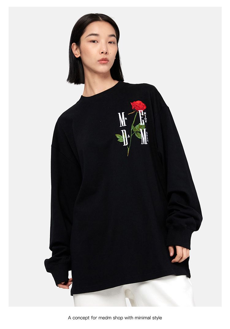 MEDM 88rising big Rose long tee unisexual ロンT ローズ花刺繍
