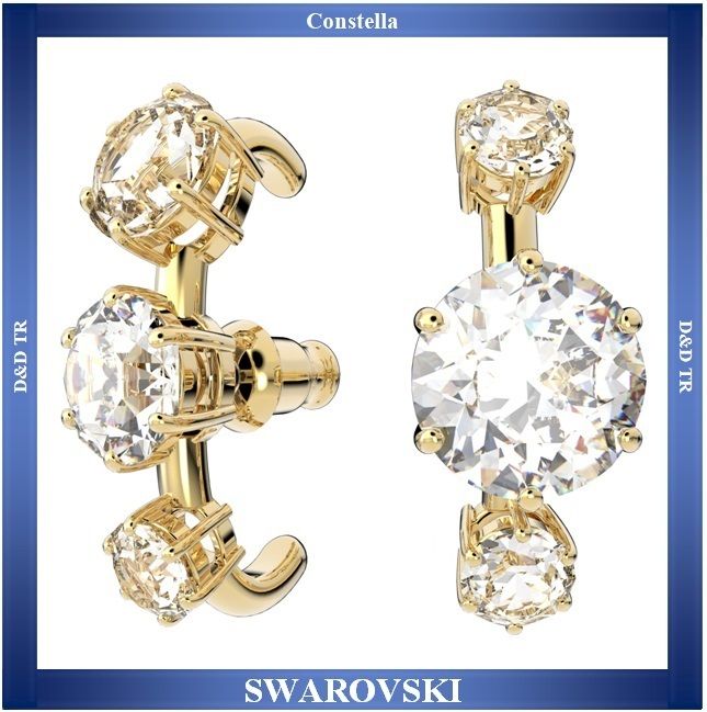 SWAROVSKI】Constella☆ラウンドカット☆ピアス ☆5616919 (SWAROVSKI 公式通販ストア スワロフスキーConstella イヤーカフ 5616919 ゴールド ホワイト ピアス(両耳用)