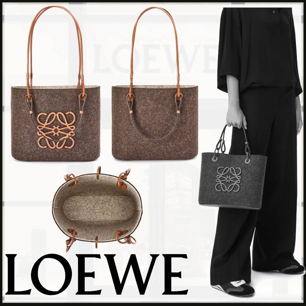 LOEWE】フェルト&カーフ スクエア バスケットバッグ (LOEWE/かごバッグ ...