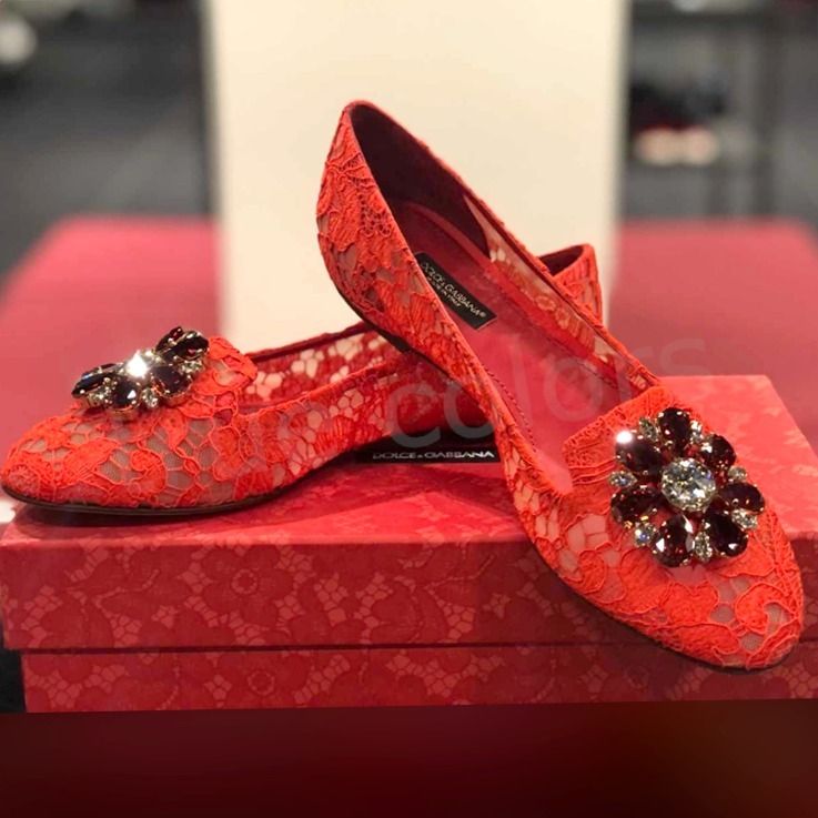 ドルチェ＆ガッバーナ　ピンクスパンコールフラットシューズ　39 ピンク系 24.5cm Dolce & Gabbana(ドルチェ&ガッバーナ