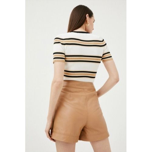 Karen Millen】ストライプ 半袖リブニット ☆送関込 (Karen Millen/T Karen Millen】ストライプ 半袖リブニット ☆送関込 (Karen Millen/T