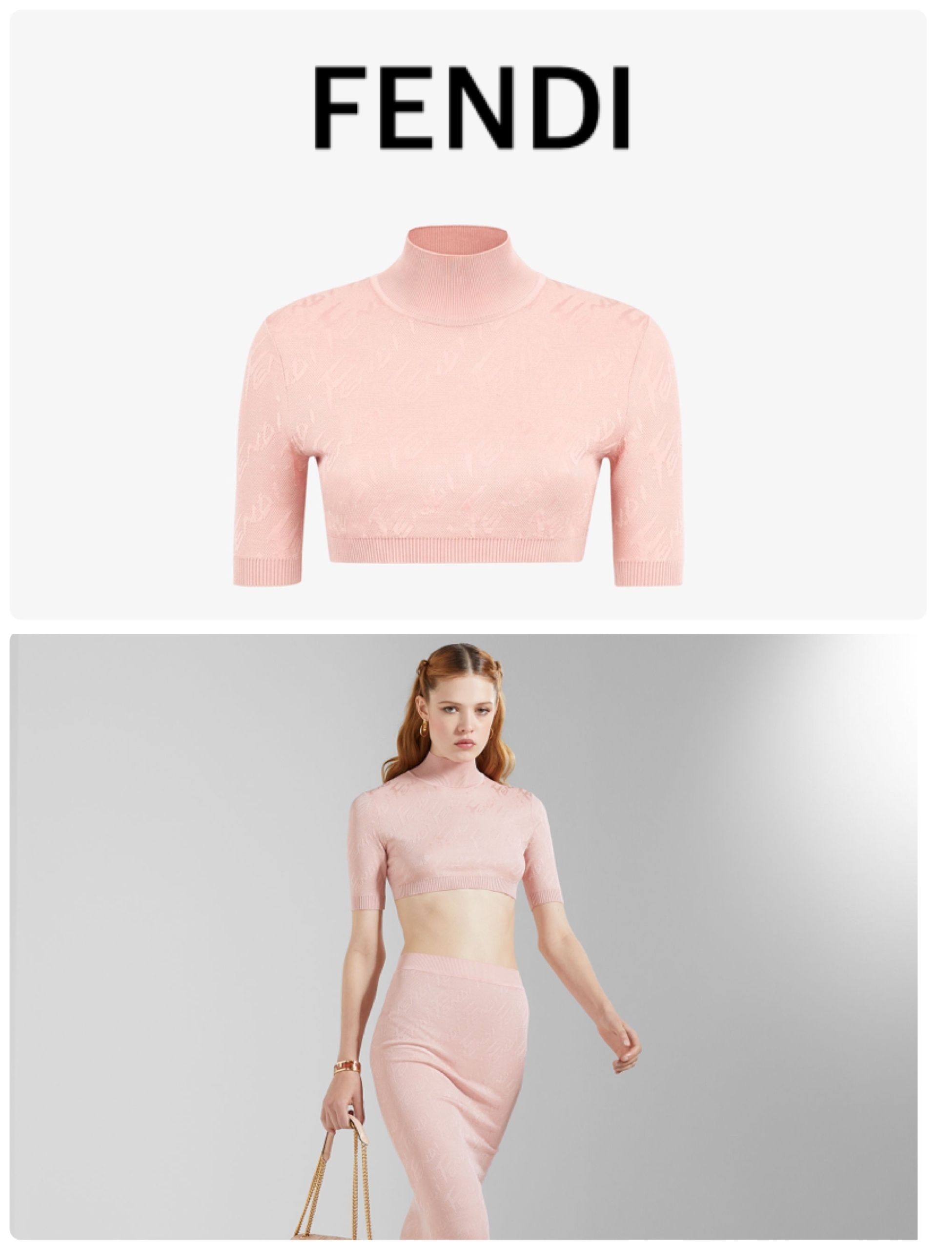 FENDI フェンディ ピンクビスコース トップス ショート丈 (FENDI FENDI フェンディ ピンクビスコース トップス ショート丈 (FENDI