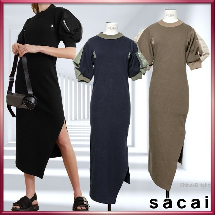 ロングワンピース マルチボーダーシリーズ sacai サカイ 異素材 ...