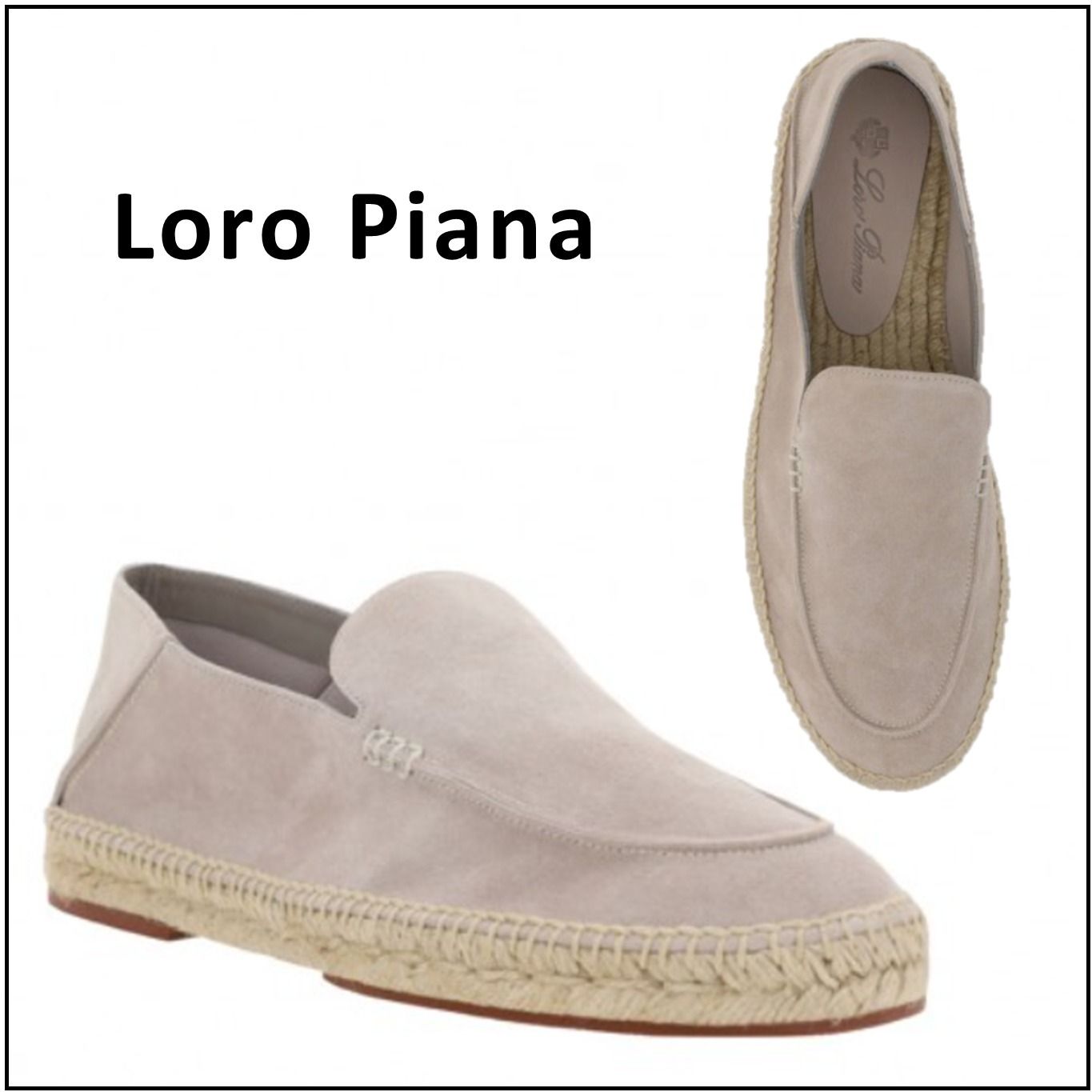 Loro Piana ロロピアーナ メンズ エスパドリーユ 革 ベージュ (Loro Loro Piana ロロピアーナ メンズ エスパドリーユ 革 ベージュ (Loro