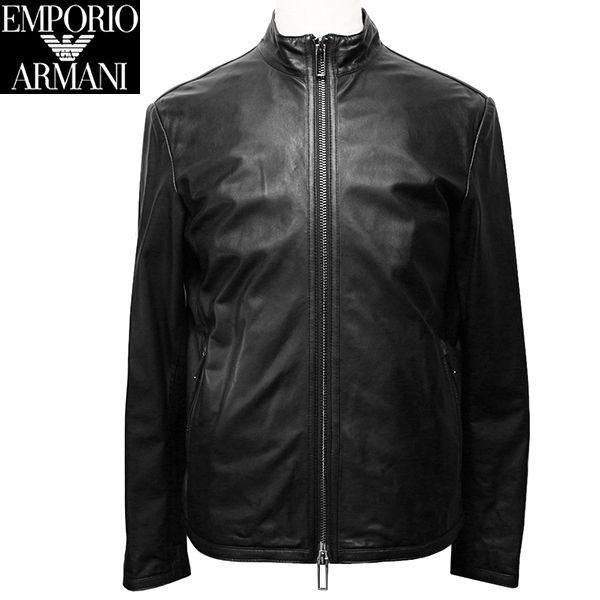 エンポリオアルマーニ レザー ブルゾン メンズ 国内即発 (EMPORIO 超激安特価 ジョルジオ・アルマーニ メンズレザージャケット レザージャケット