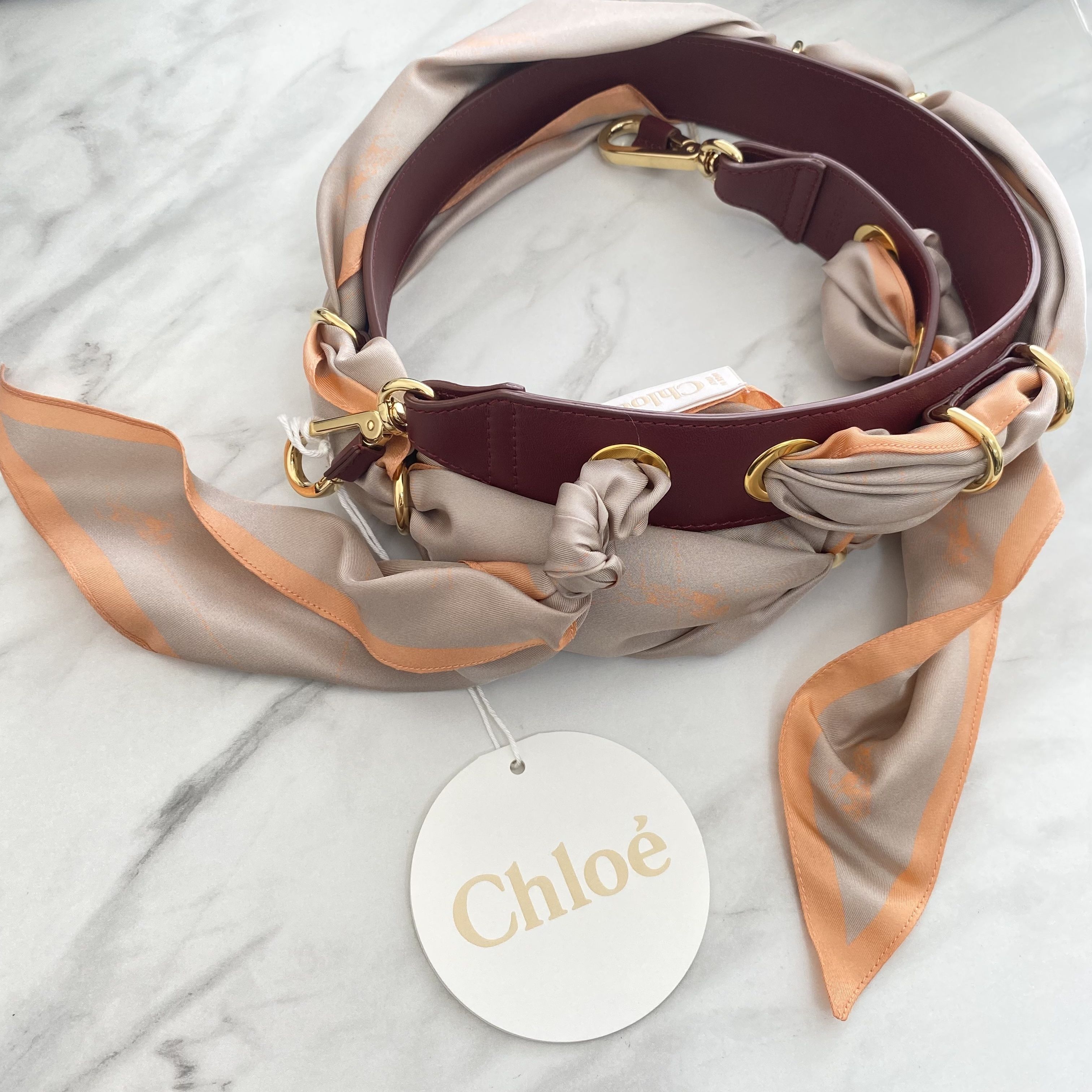 ラスト１【新品】Chloe クロエ スカーフ ショルダーストラップ 単品 トープ