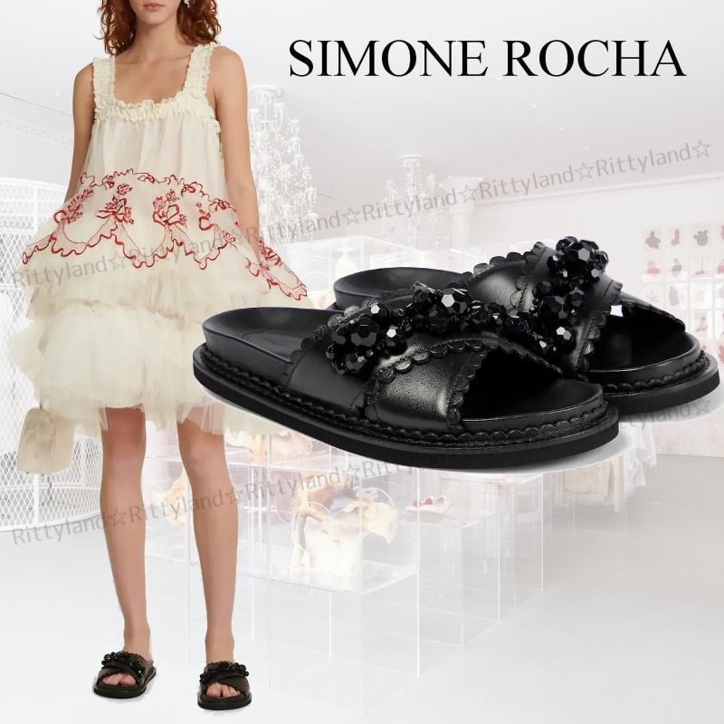 ◇22SS◇Simone Rocha☆装飾 レザー サンダル (Simone Rocha/サンダル ...