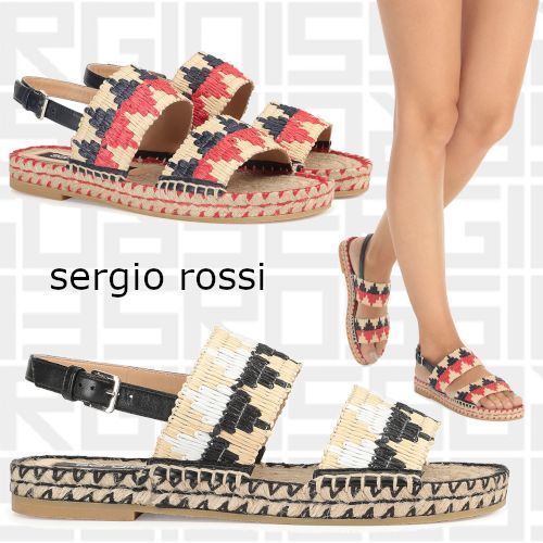 Sergio Rossi sr Rimini バックル付き ロープソール サンダル (Sergio Sergio Rossi sr Rimini バックル付き ロープソール サンダル (Sergio
