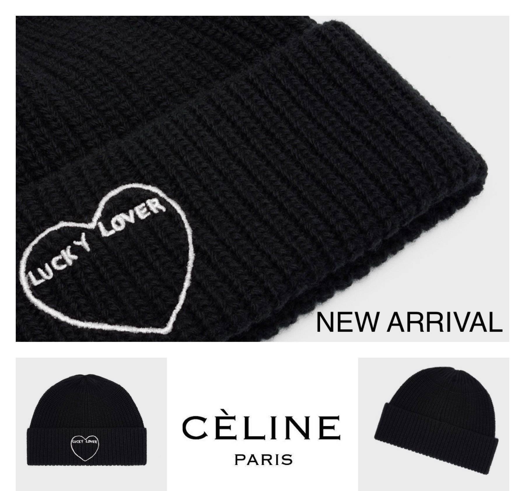 CELINE新作 黒ビーニー 人気商品