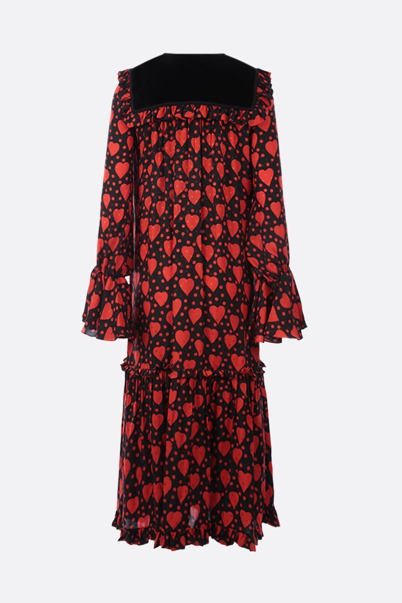 SAINT LAURENT HEART & POLKA DOT PRINTED MIDI DRESS ドレス (Saint ...