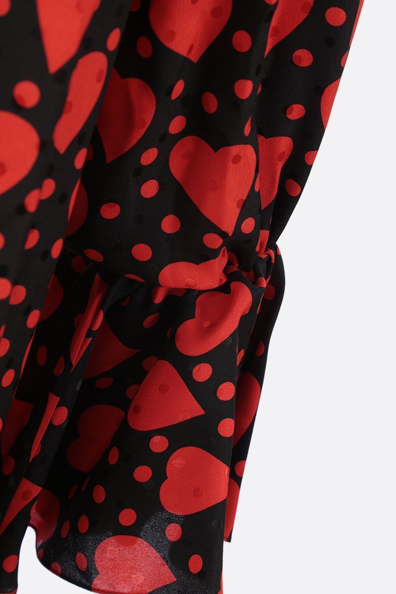 SAINT LAURENT HEART & POLKA DOT PRINTED MIDI DRESS ドレス (Saint ...