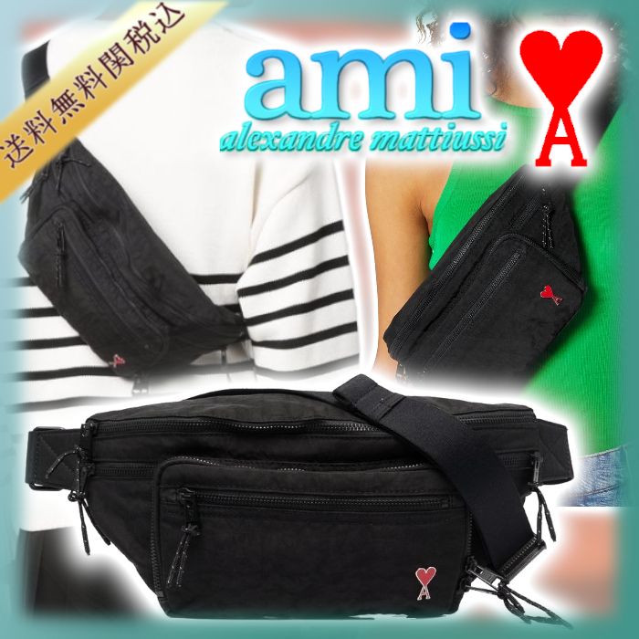 AMI PARIS メンズ ベルトバッグ ブラック ロゴ 送料関税込 (AMI PARIS ...