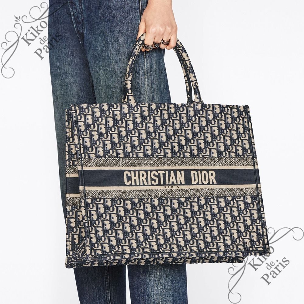 DIOR 直営店 名入れOK! BOOK TOTE ラージ トート オブリーク (Dior