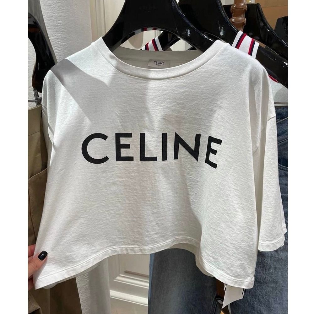 CELINE】クロップド セリーヌ Tシャツ コットンジャージー (CELINE/T